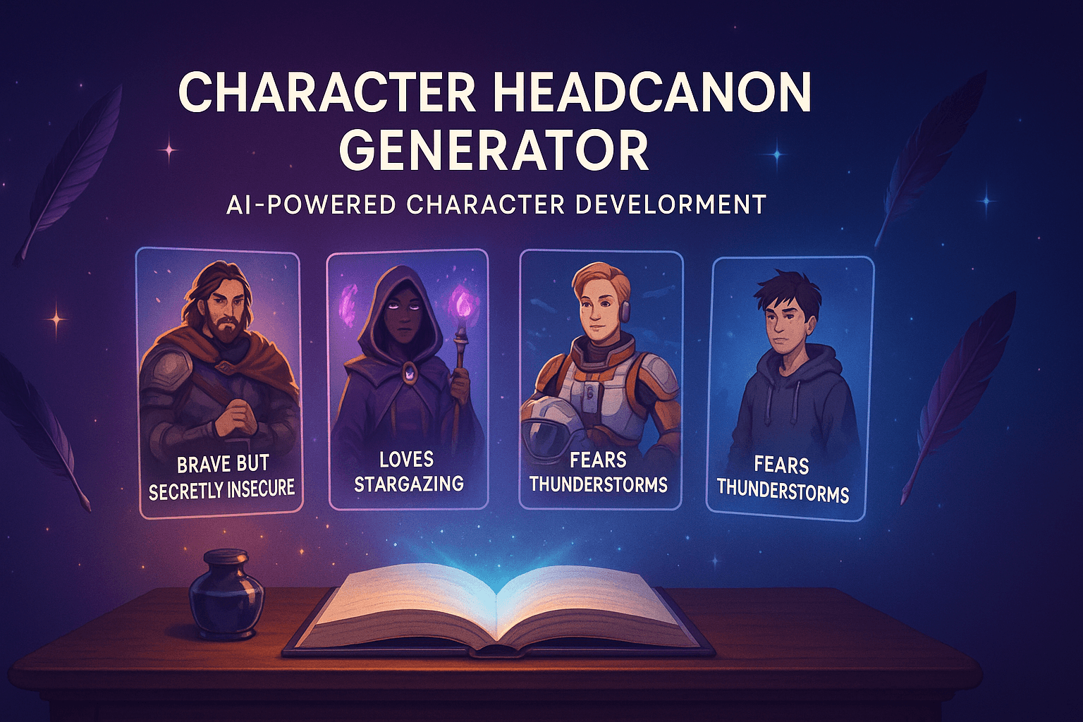 Tabletop RPG setup with character sheets, dice, and character generator on tablet